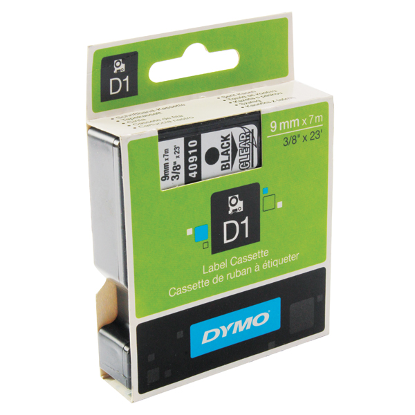 Dymo D1 9mm black on white tape